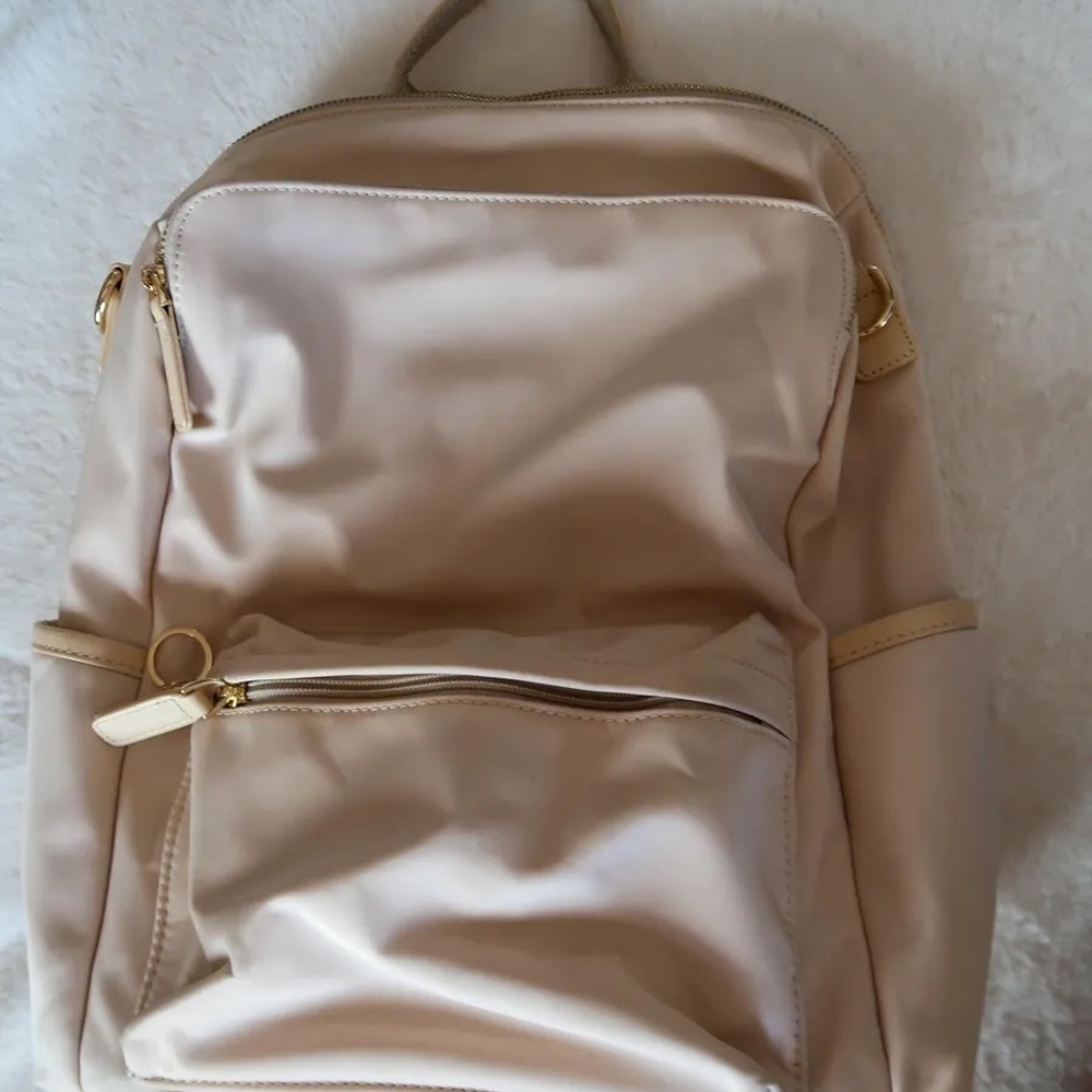 Cream Minimalist Backpack with Luxe Finish